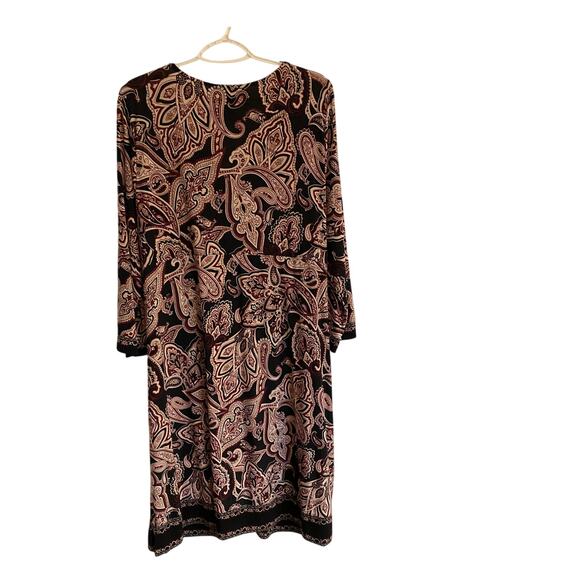 INC International Concepts Paisley Print Tie Front Dress 2XL Long Sleeve Women’s - Picture 4 of 5